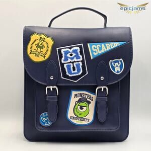 Disney Pixar Monsters Inc Mike Wazowski University Patches Blue Mini Backpack